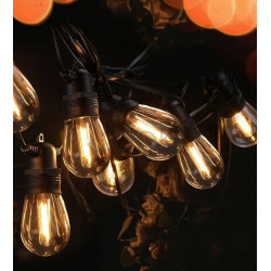 Садова гірлянда 15м з 15 LED-лампами E27 пряма- декоративне освітлення для саду, тераси, балкона, SuperLED