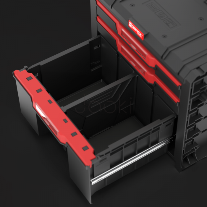 Ящик для инструментов на колесах Qbrick System PRO Cart 2.0 Plus Drawer 3 — 3 выдвижных ящика, телескопическая ручка