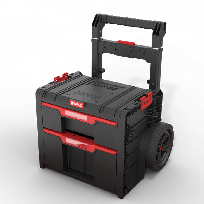 Ящик для инструментов на колесах Qbrick System PRO Cart 2.0 Plus Drawer 2 — 2 выдвижных ящика, телескопическая ручка