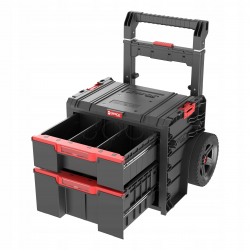 Ящик для инструментов на колесах Qbrick System PRO Cart 2.0 Plus Drawer 2 — 2 выдвижных ящика, телескопическая ручка