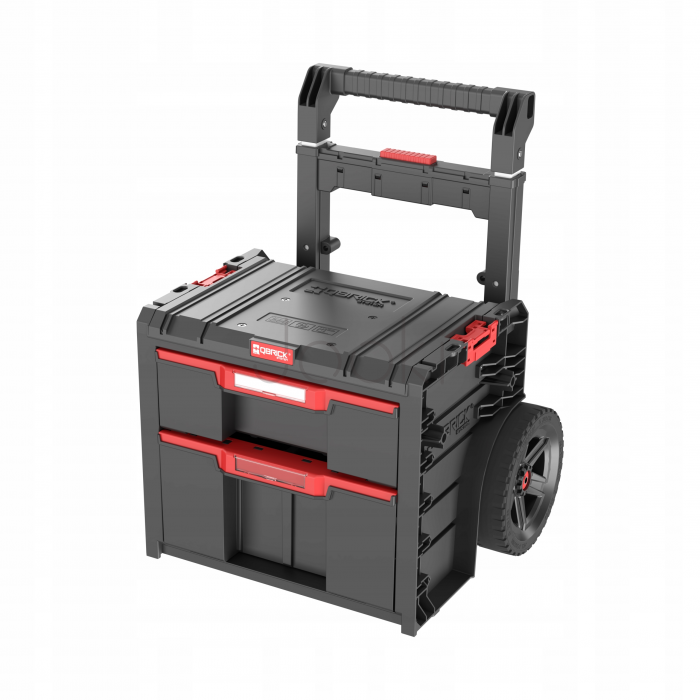 Ящик для инструментов на колесах Qbrick System PRO Cart 2.0 Plus Drawer 2 — 2 выдвижных ящика, телескопическая ручка