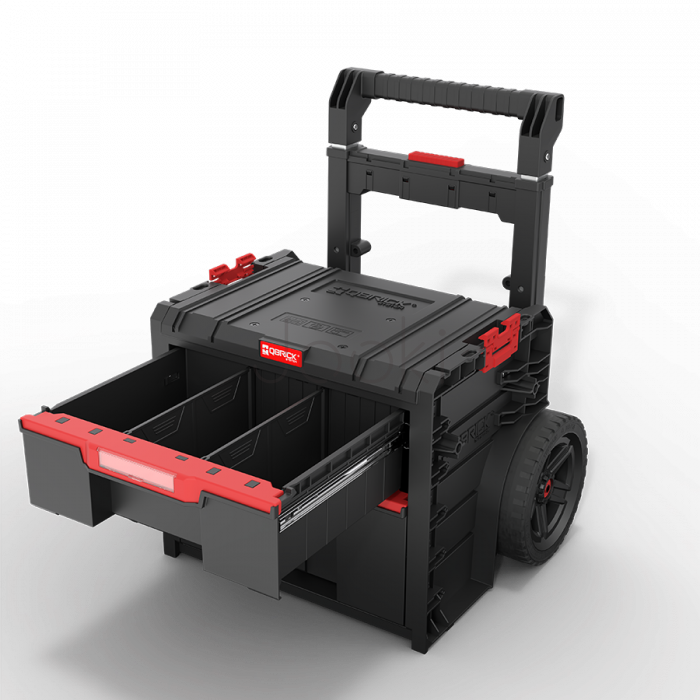 Ящик для инструментов на колесах Qbrick System PRO Cart 2.0 Plus Drawer 2 — 2 выдвижных ящика, телескопическая ручка