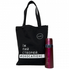 Эко ланч набор эко-сумка шоппер + красный термос “Travel”