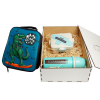 Эко подарочный ланч набор, 3D термосумка "Dinosour"+ термобутылка "Kids"  500 мл + ланч бокс "Kids"  750 мл + деревянная подарочная коробка