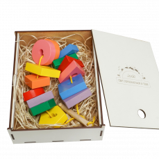 Еко подаруноковий набір, дитяча розвиваюча іграшка шнурівка “Ключик” + подарункова коробка