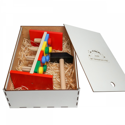 Эко подарочный набор,  экологическая игрушка Стучалка  + подарочная коробка
