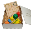  Эко подарочный набор, шнуровка  "Сыр" + Пирамидка геометрическая "Счет"+ математический  планшет + подарочная коробка
